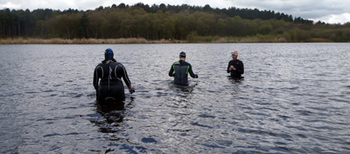 Enjoying their first wild swimming experience